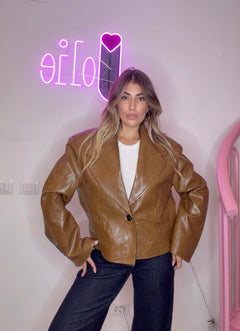 Blazer cropped Ecopelle