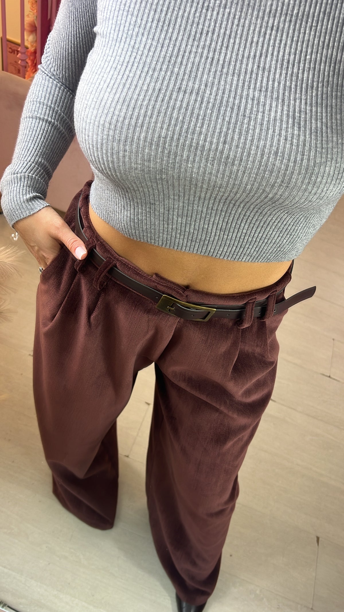Pantalone effetto velluto