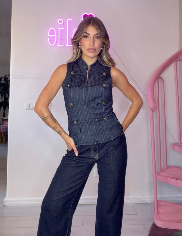 Gilet denim alamari