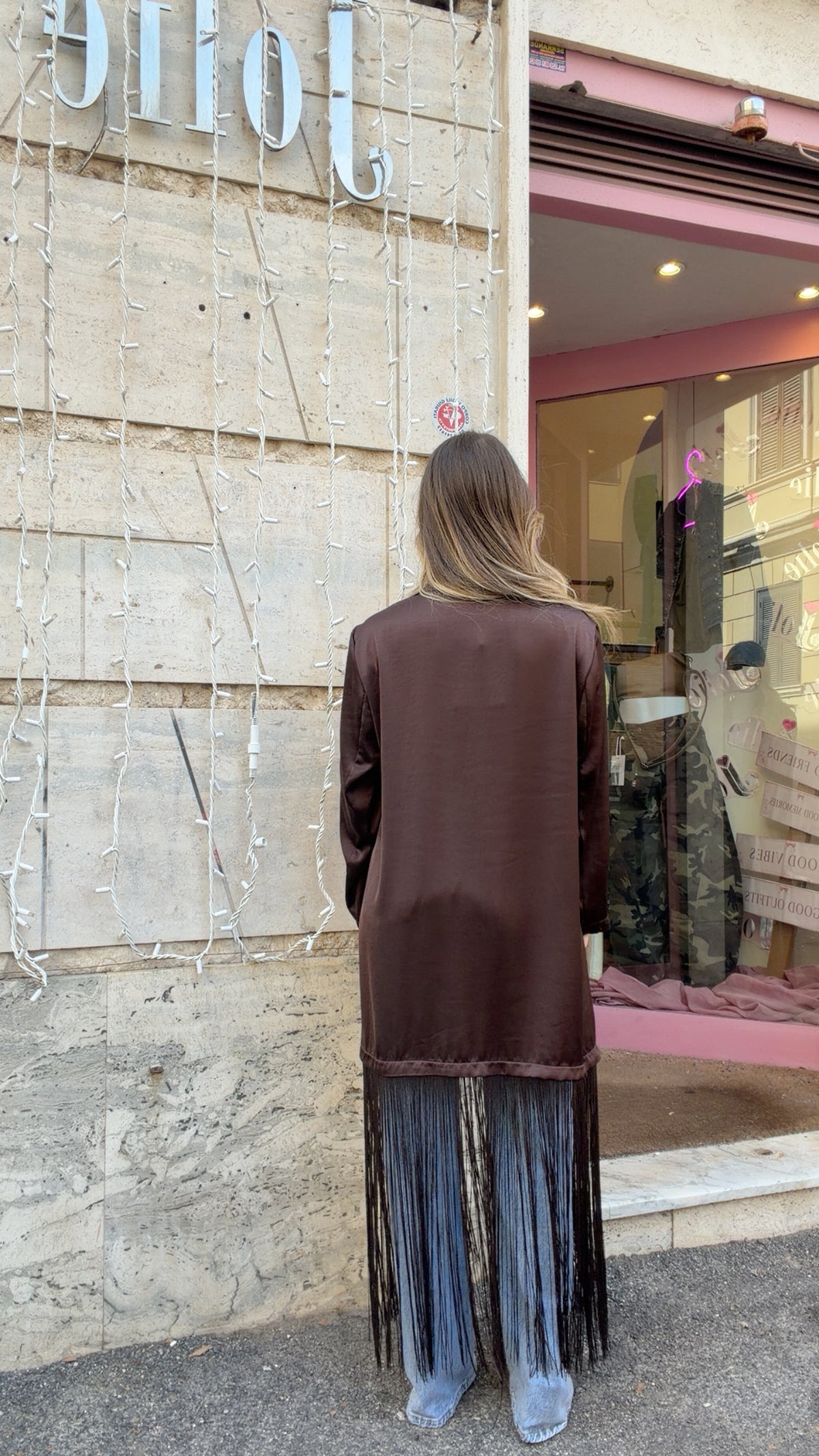 Kimono raso con frange