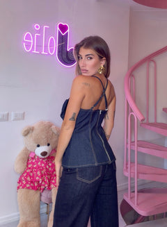 Top denim fiocco