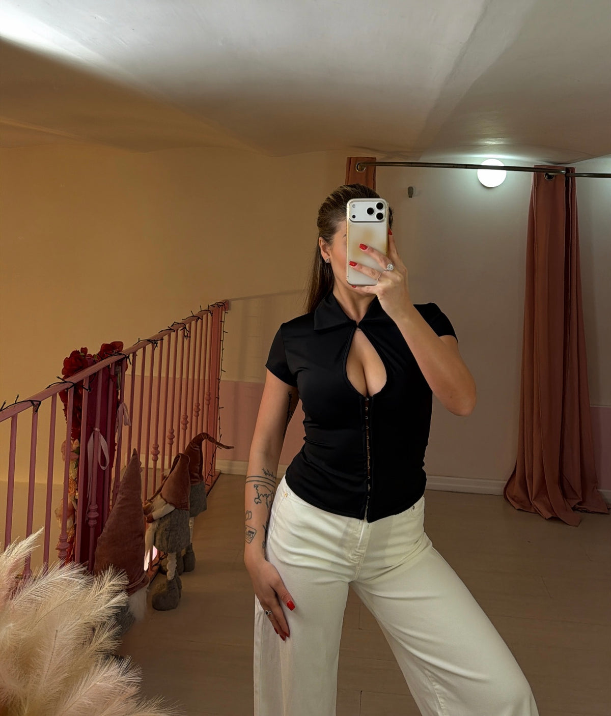 Top tshirt con colletto