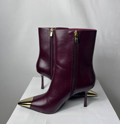 Stivaletto bordeaux punta oro