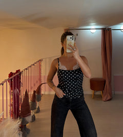 Top con pizzo a pois
