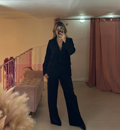Tailleur nero in velluto