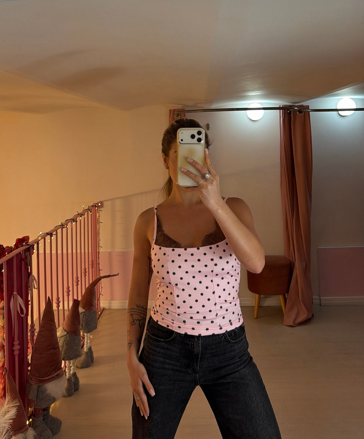 Top con pizzo a pois