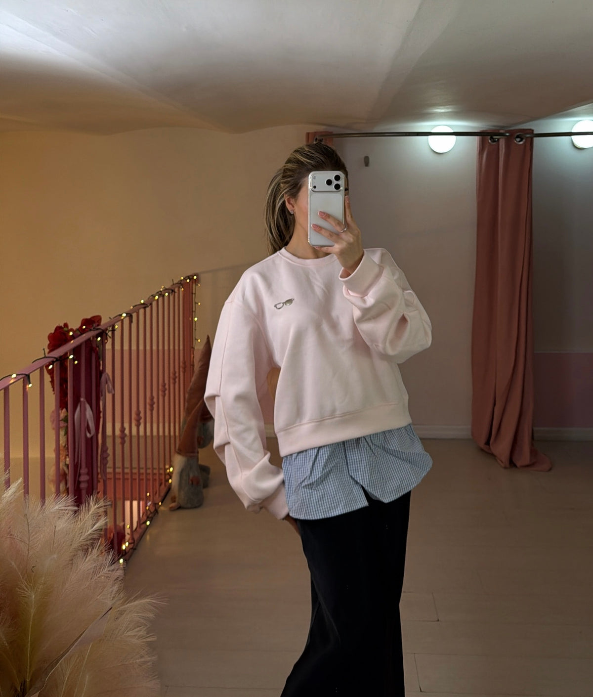 Felpa con camicia a quadretti