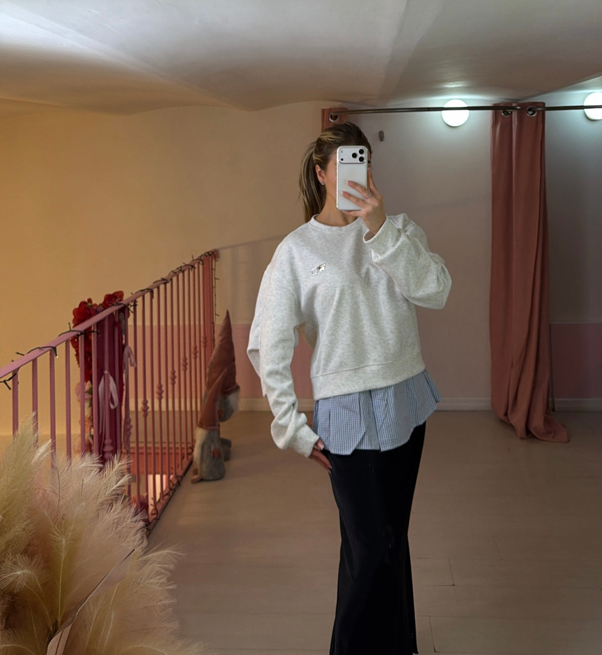 Felpa con camicia a quadretti
