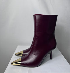 Stivaletto bordeaux punta oro