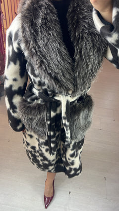 Cappotto cow con pelliccia
