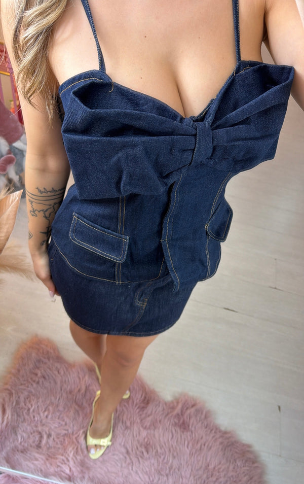 top in denim romper