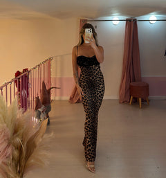 Abito lungo con top in pizzo