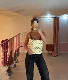 Top con pizzo a pois