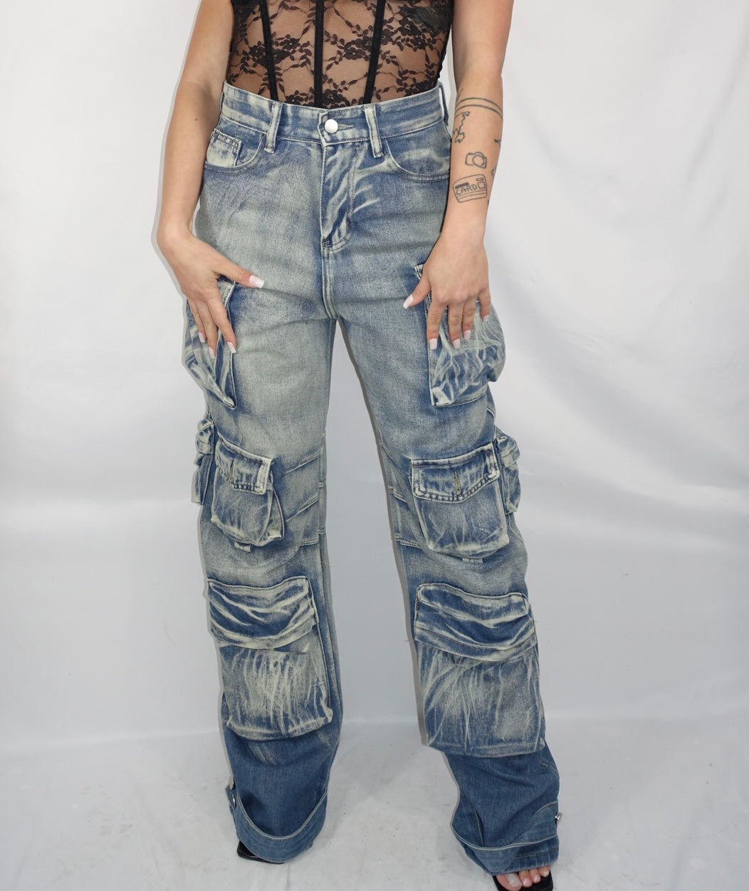 Jeans cargo in denim
