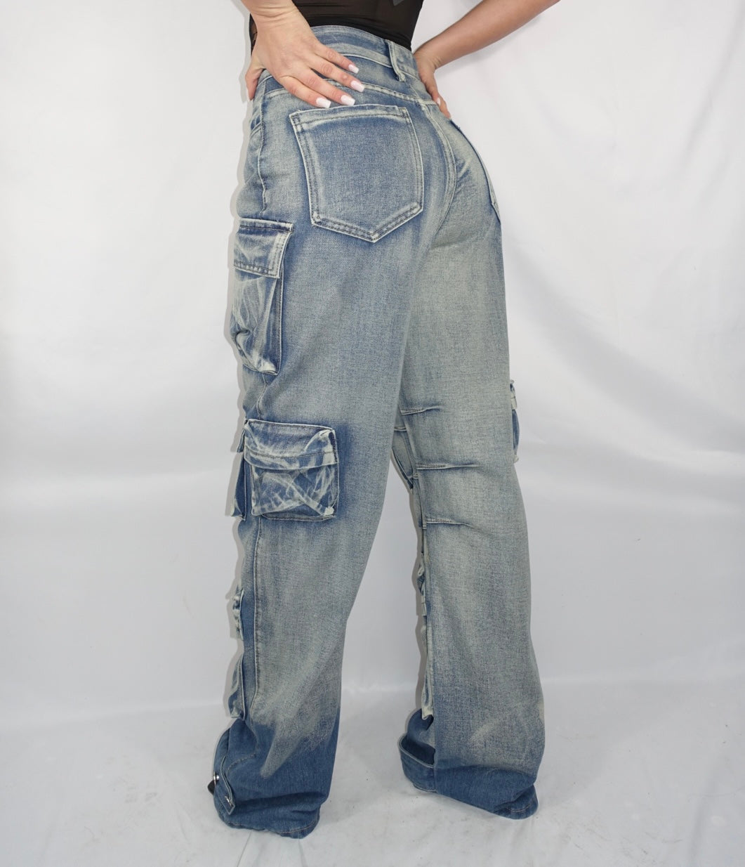 Jeans cargo in denim