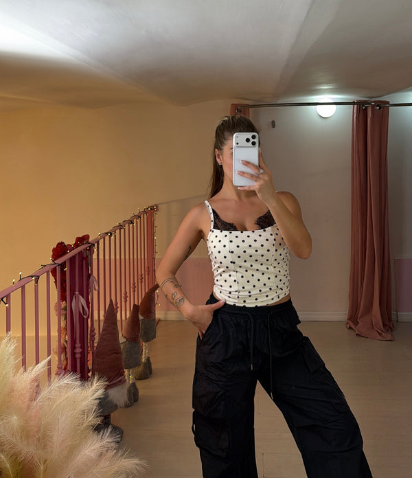 Top con pizzo a pois