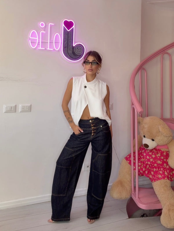 Jeans bottoni gioiello