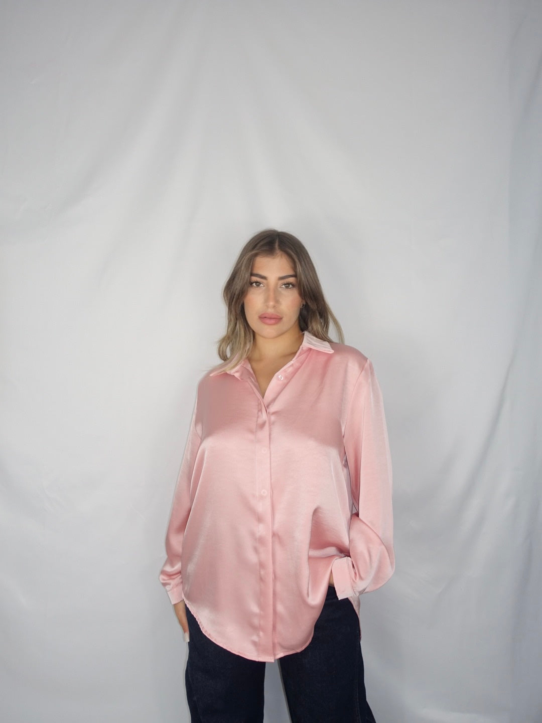 Camicia oversize in simil raso