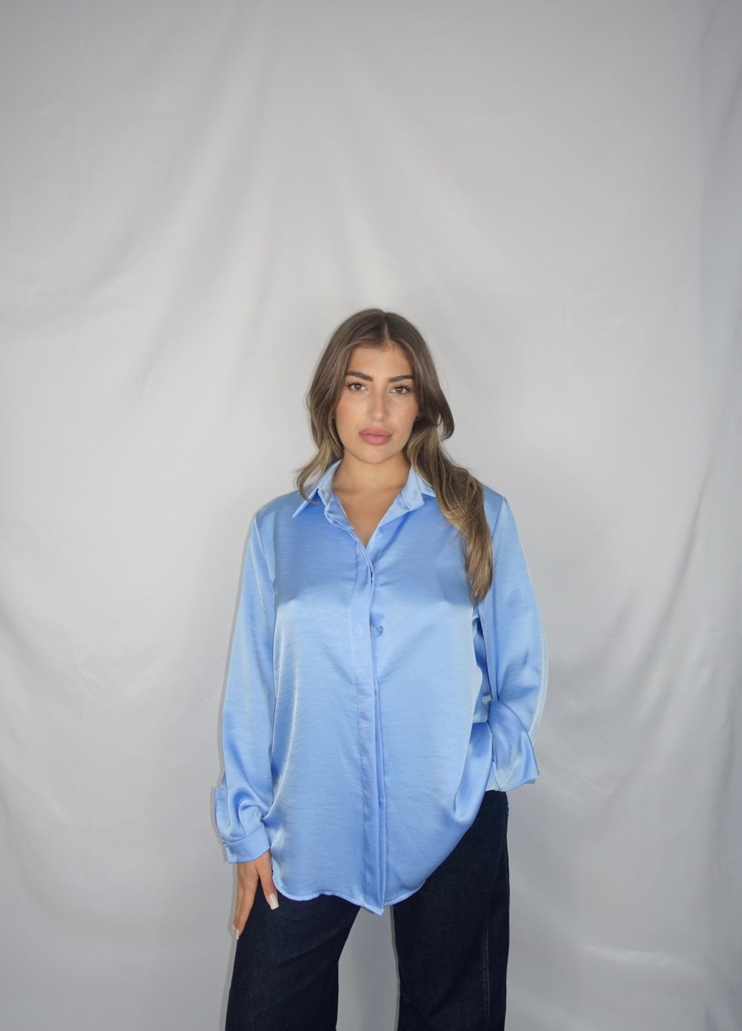 Camicia oversize in simil raso