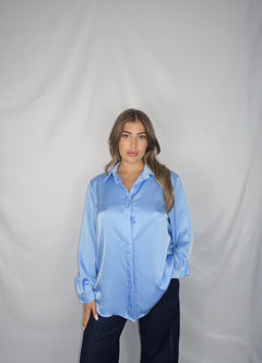 Camicia oversize in simil raso